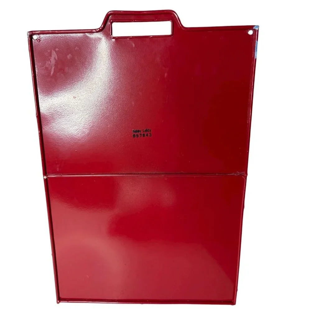 Metal Wall Hanging Storage Basket Book Holder Red